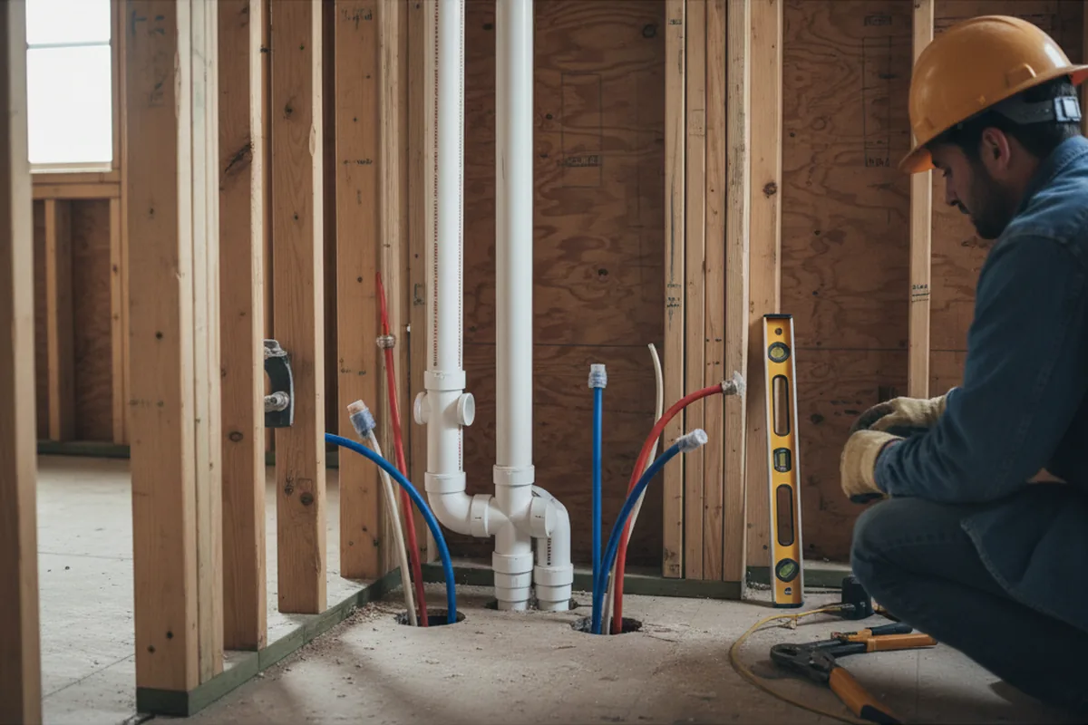 Drain and supply rough-in during Drain Cleaning in Woodstock